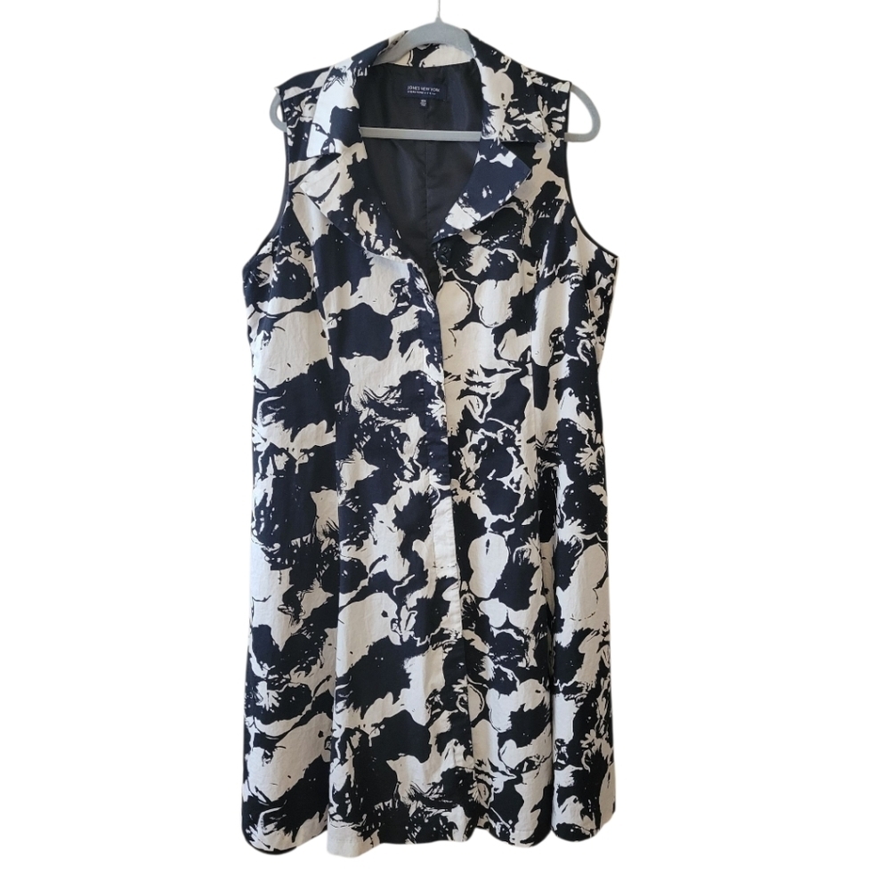 Jones New York Black &‎ White Floral Sleeveless Dress Size 18W